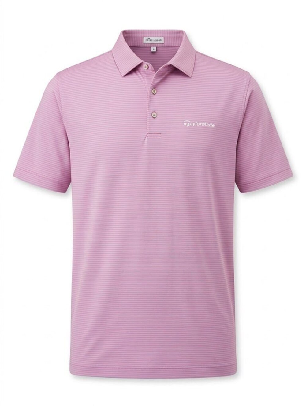 Peter Millar Summer Comfort TaylorMade Golf Polo Men L Pink Blue Stripe